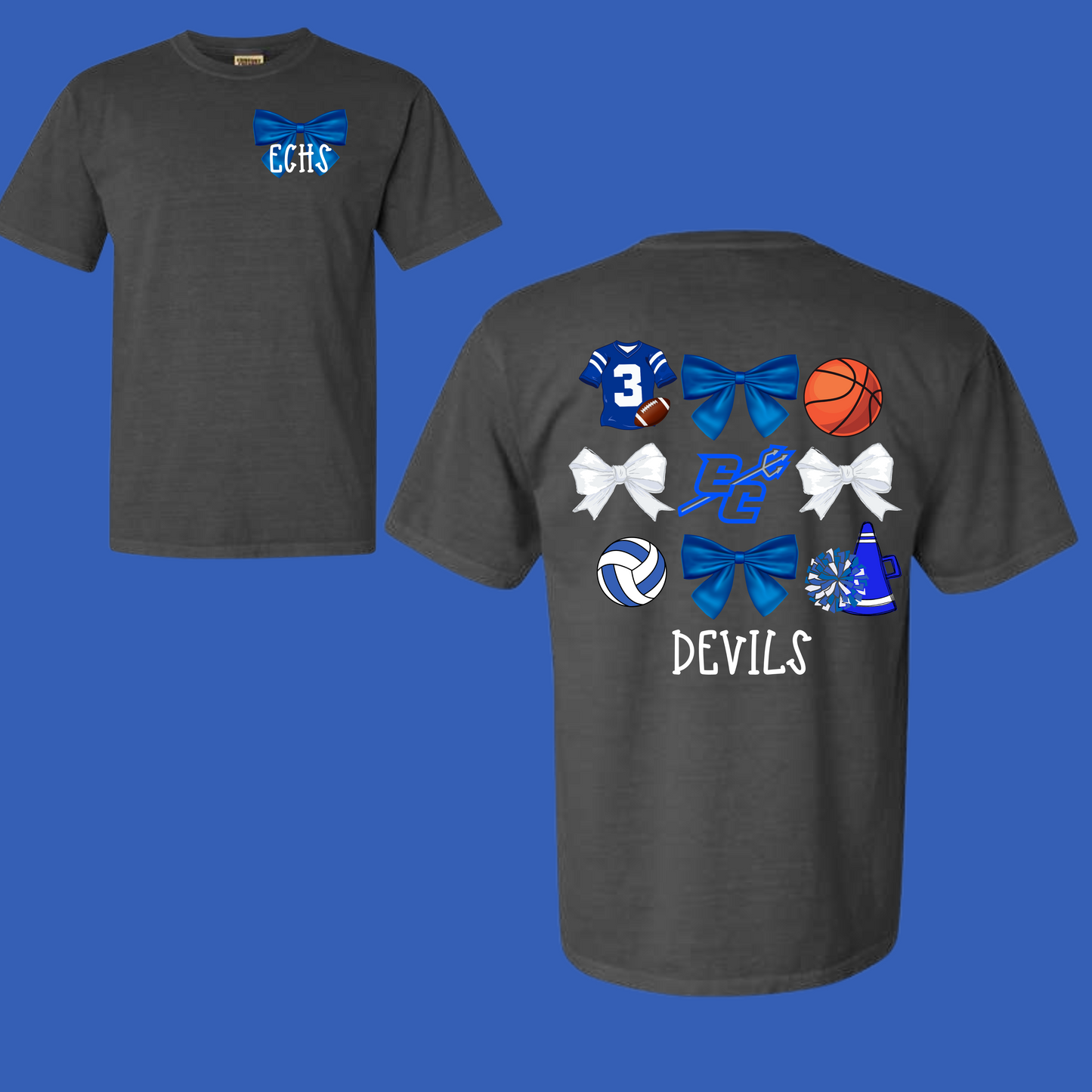 ECHS Blue Devils Bow Spirit Tee