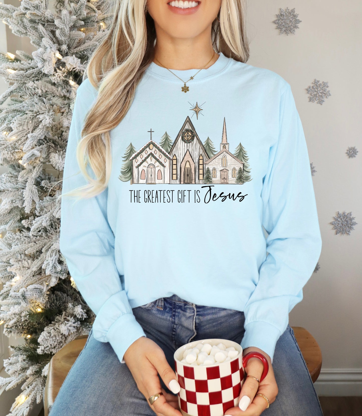 The Greatest Gift is Jesus Bella Canvas Long Sleeve Tee