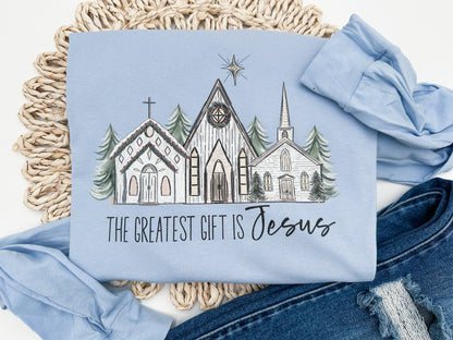 The Greatest Gift is Jesus Bella Canvas Long Sleeve Tee