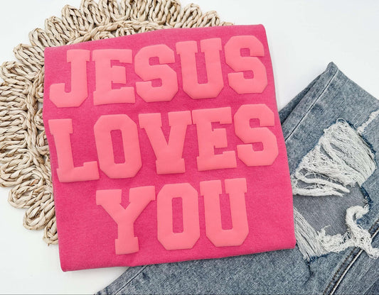 Jesus Loves You Comfort Colors Puff Tee