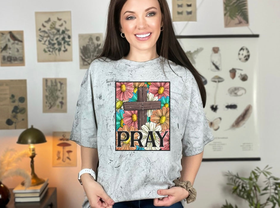 Pray floral Comfort Colors tee