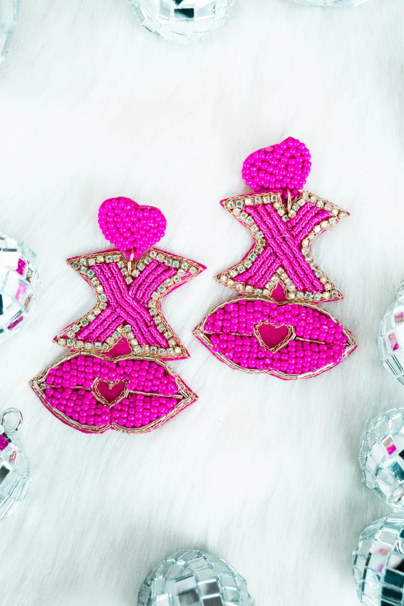 Valentine earrings- XO Pink